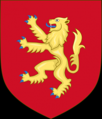 Escudo de armas con león al modo del rey Enrique II de Inglaterra